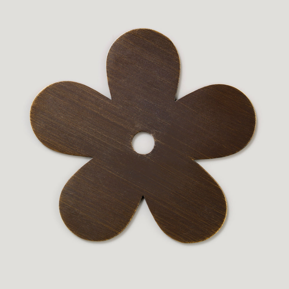 ADA Flower Knob Backplate - Antique Brass