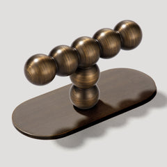 Plank Hardware Handle with Backplate BOBBIN Single T Pull - Antique Brass