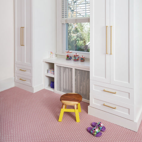Childs nursery built-in wardrobes with brass bobbin handles