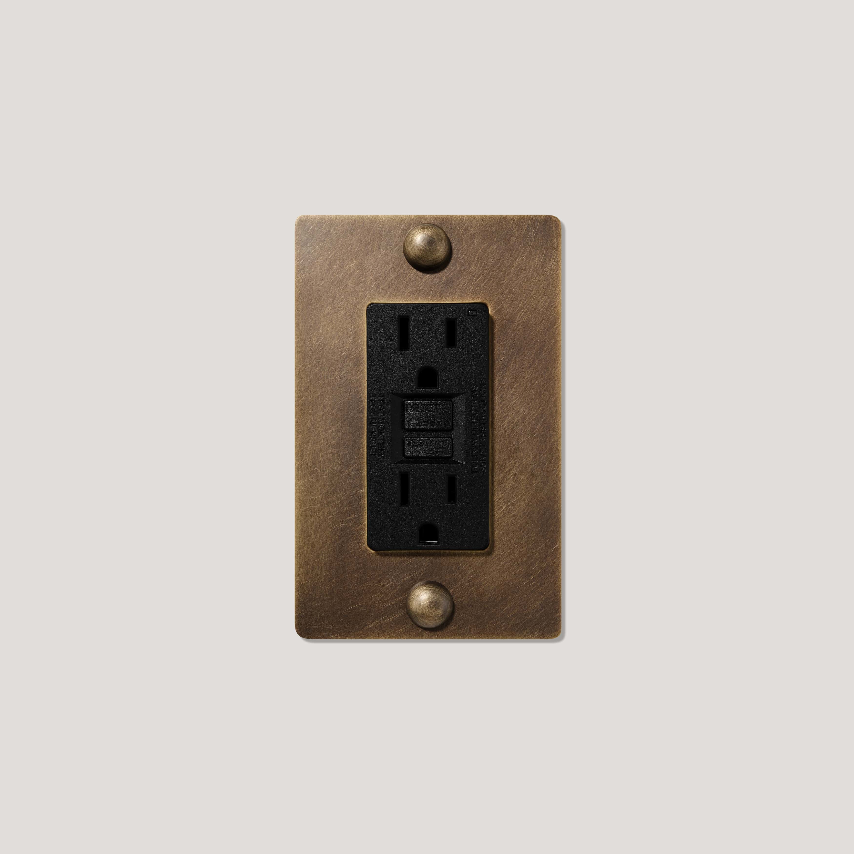 Brass duplex outlet with black inserts