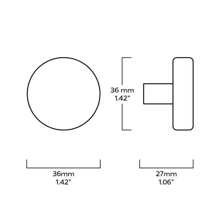 Plank Hardware 1.42" HUDSON 36mm Knob - Polished Nickel