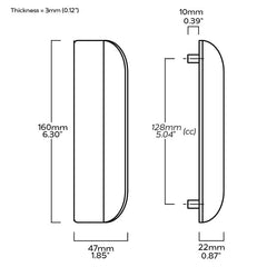 Plank Hardware 160mm 128mm cc fold long d shape front mounted pull aged brass 43133948723479