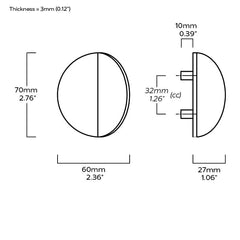 Plank Hardware 2 76 1 26 cc fold round front mounted pull brass 43133998104855