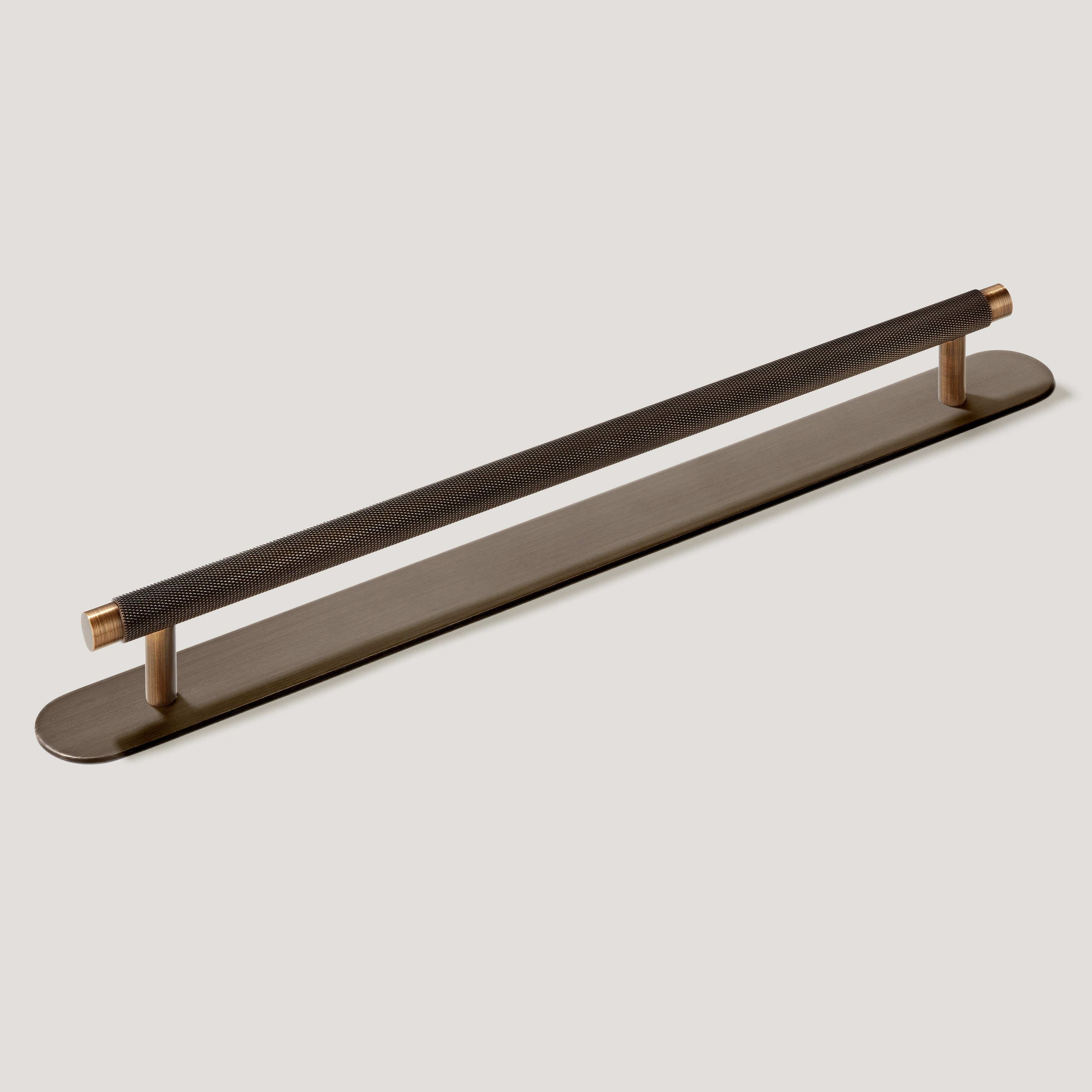 Plank Hardware 20.16" (18" CC) / Pull with Backplate KEPLER Knurled Appliance Pull - Antique Brass