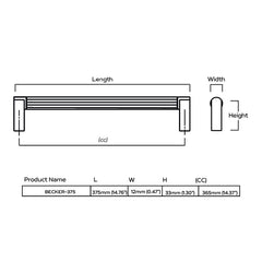 Plank Hardware 375mm 365mm cc becker d bar handle black 43536382853399