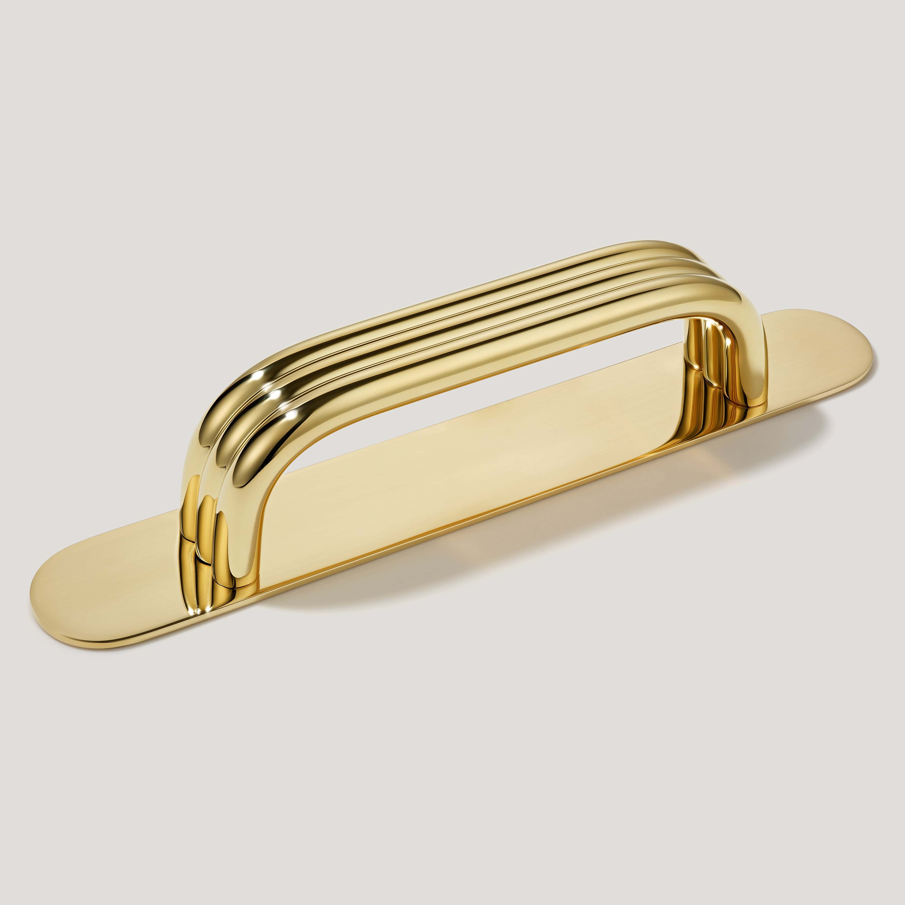 Plank Hardware 4.09" (3.78" CC) / Pull with Backplate ALVA Tubular D Bar Pull - Unlacquered Brass