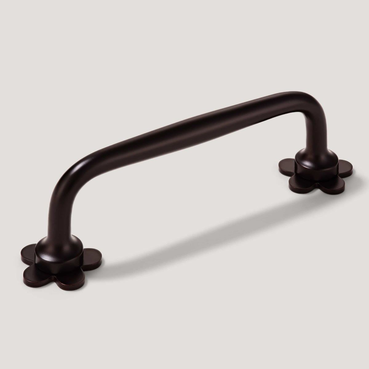 Plank Hardware 4.37" (3.78" CC) ADA Pull with Flower Backplates - Blackened Bronze