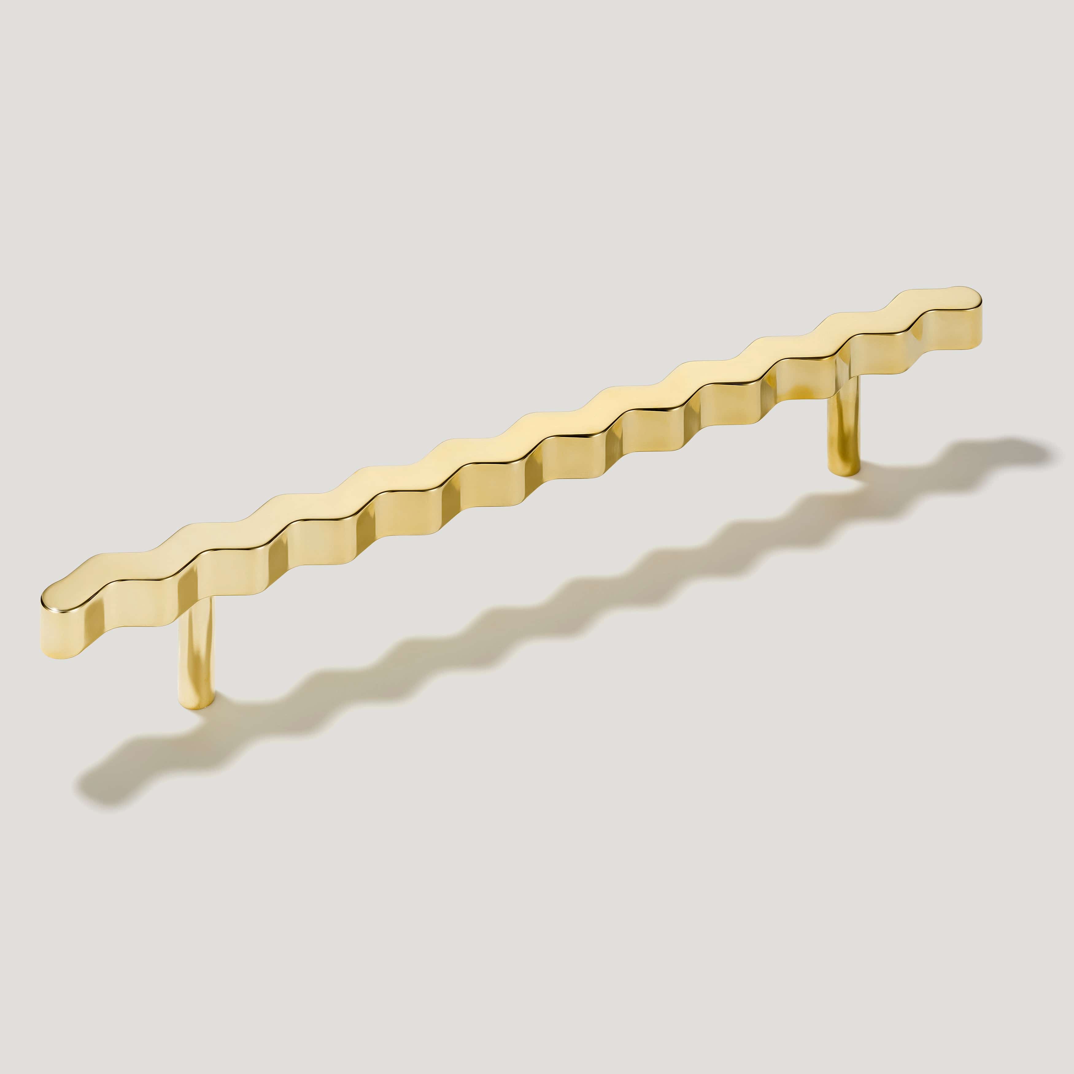 Plank Hardware 9.06" (6.3" CC) SQUIGGLE 230mm T Bar Pull - Unlacquered Brass