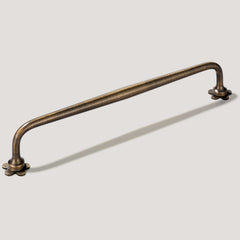 ADA Pull with Flower Backplates - Antique Brass