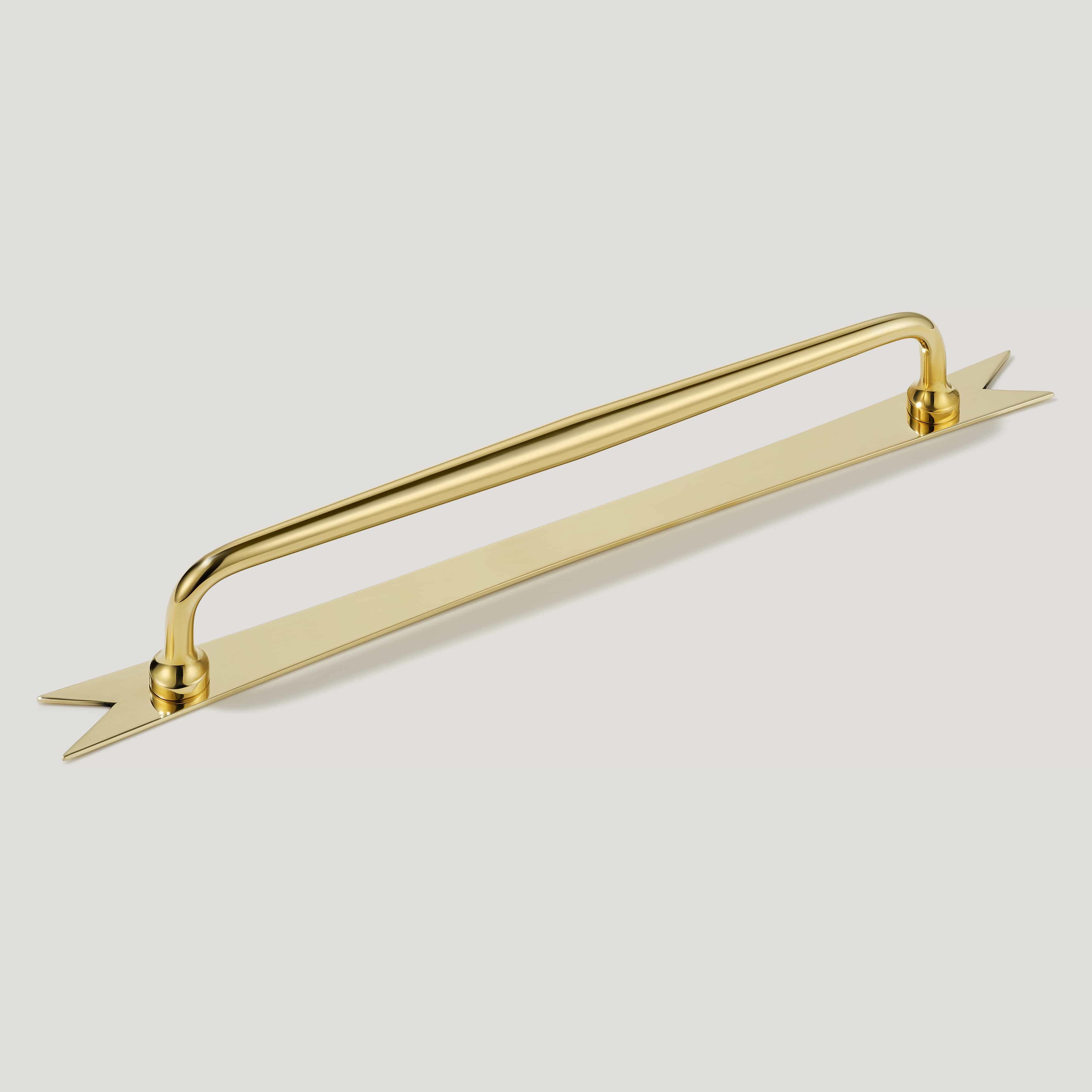 Plank Hardware 9.25" (8.66" CC) ELIZA Pull with Ribbon Backplate - Unlacquered Brass