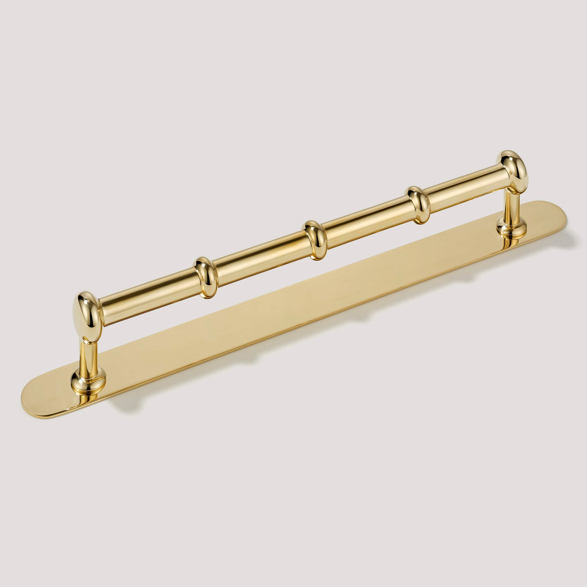 Plank Hardware 9.25" (8.66" CC) / Pull with Backplate PEYTON Traditional D Bar Pull - Unlacquered Brass