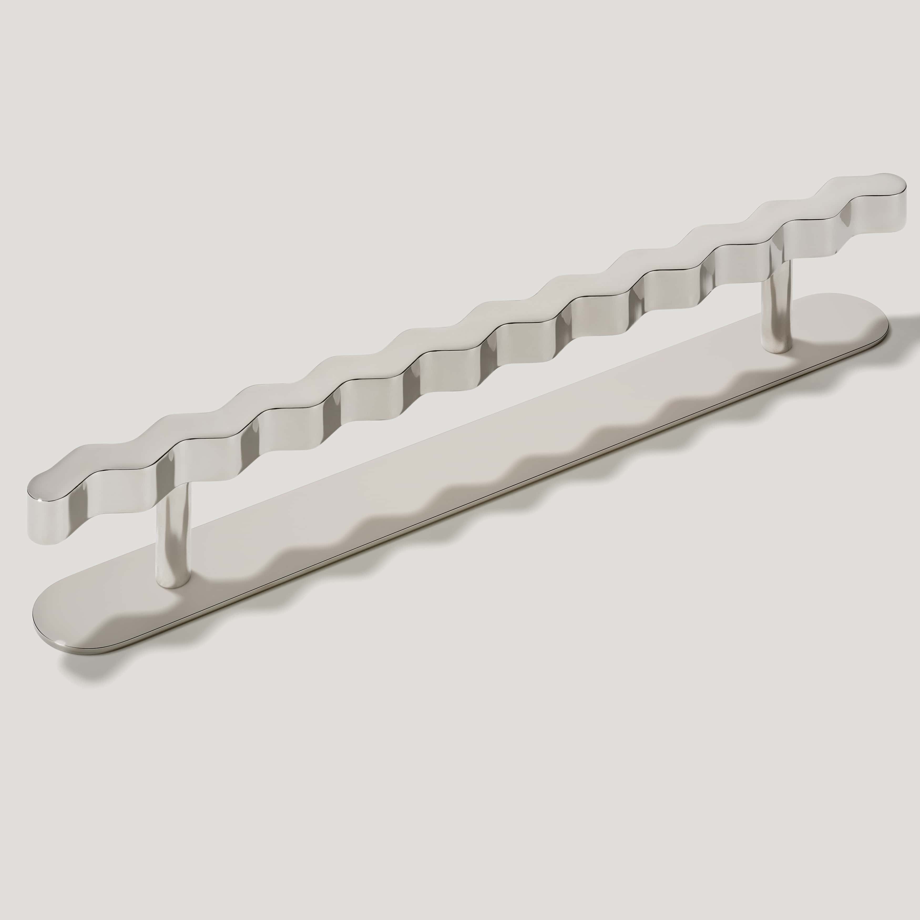 Plank Hardware 9" (6.3" CC) / Pull with Backplate SQUIGGLE Pull - Polished Nickel