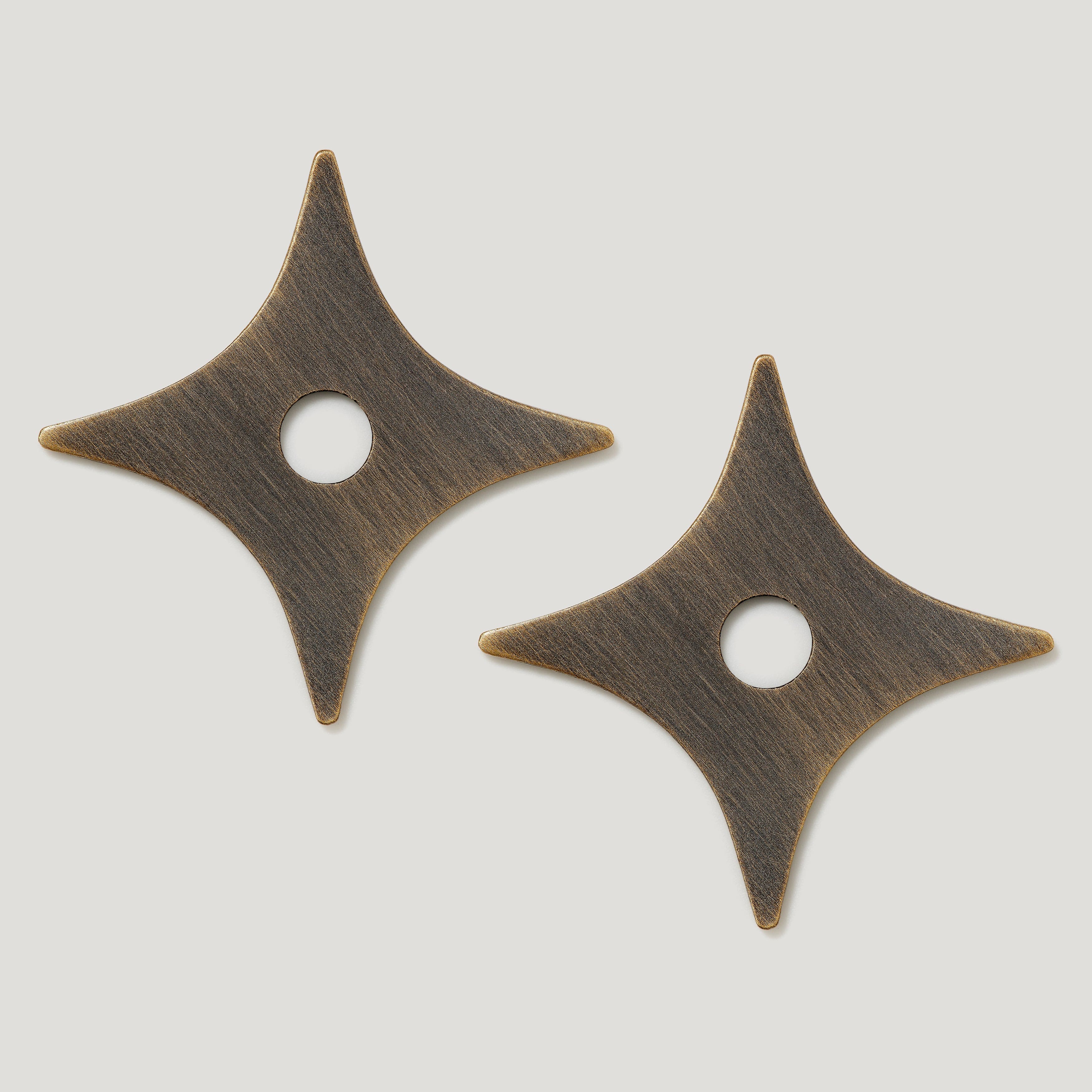 Plank Hardware ADA Pair of Small Cross Handle Backplate - Antique Brass