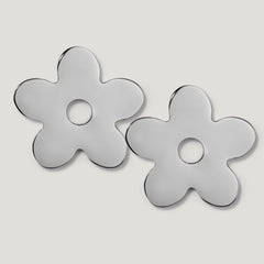 Plank Hardware ADA Pair of Small Flower Pull Backplate - Polished Nickel