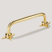 Plank Hardware ADA Pair of Small Star Handle Backplate - Unlacquered Brass