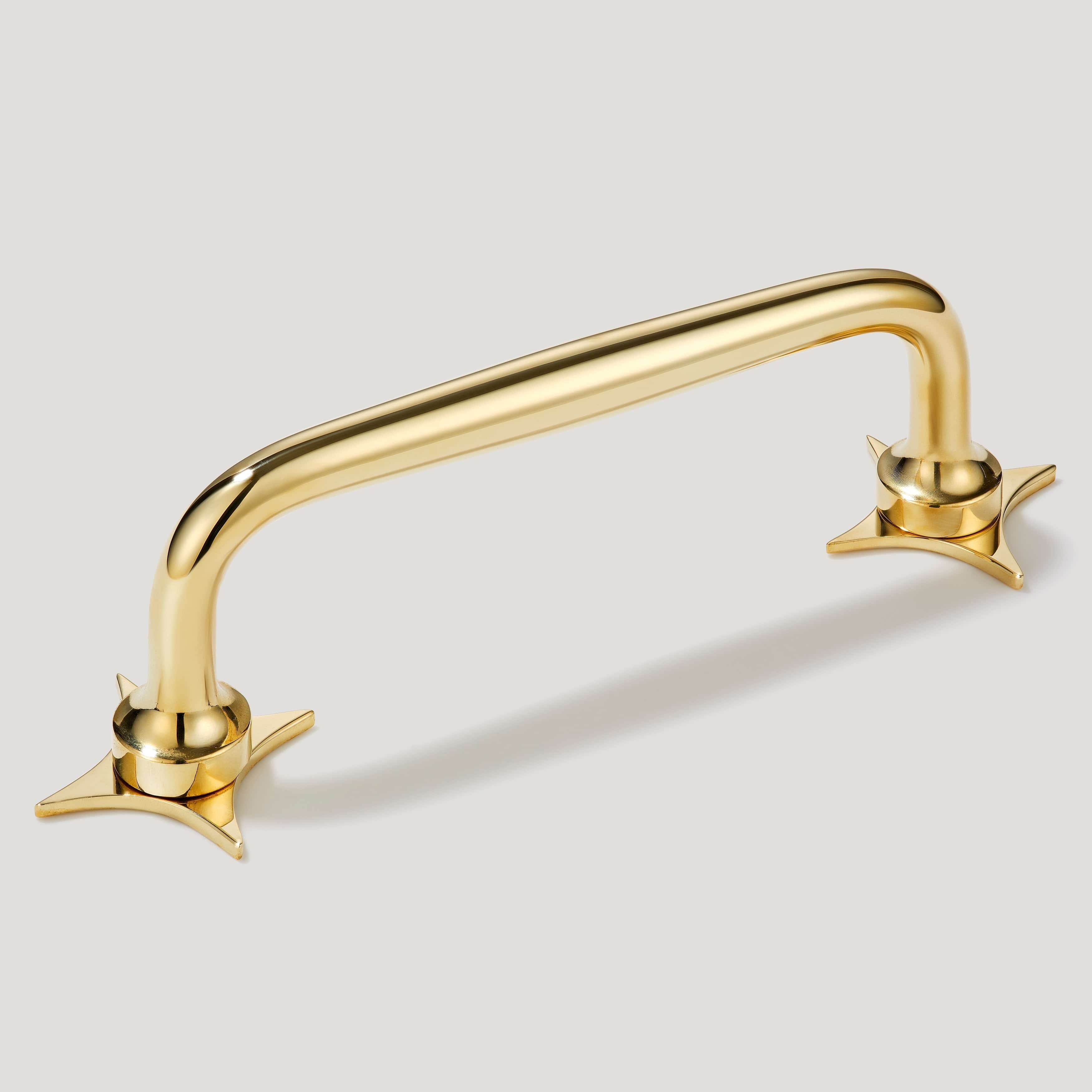 Plank Hardware ADA Pair of Small Star Handle Backplate - Unlacquered Brass