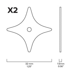 Plank Hardware ADA Pair of Small Star Pull Backplate - Brass