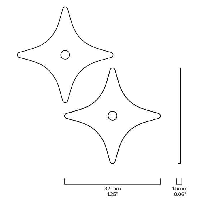 Plank Hardware ADA Pair of Small Star Pull Backplate - Brass