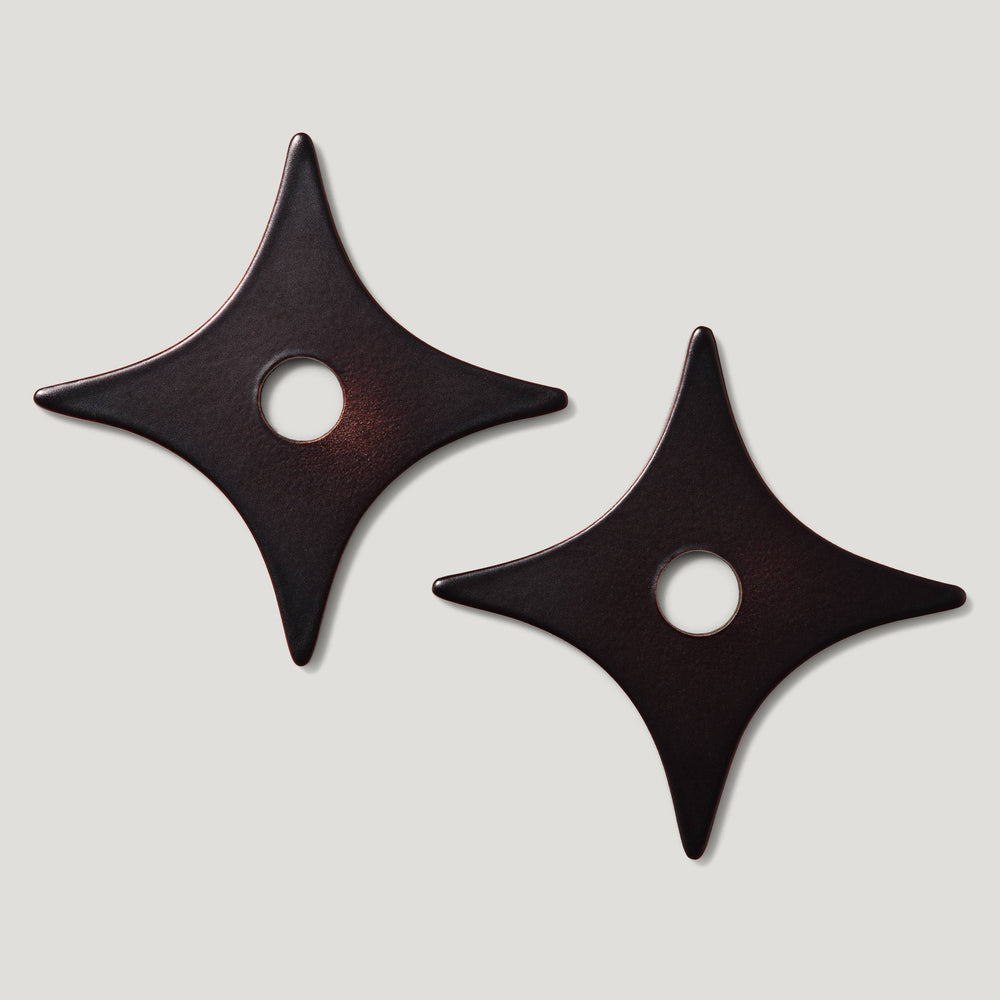 Plank Hardware ADA Pair of Small Star Pull Backplates - Blackened Bronze