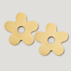Plank Hardware ADA Pull with Flower Backplates - Brass