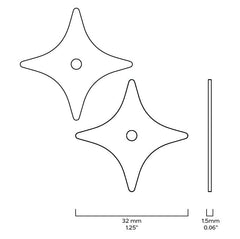 Plank Hardware ADA Pull with Star Backplates - Unlacquered Brass