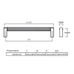 Plank Hardware BECKER Heavyweight 470mm D Bar Handle - Brass