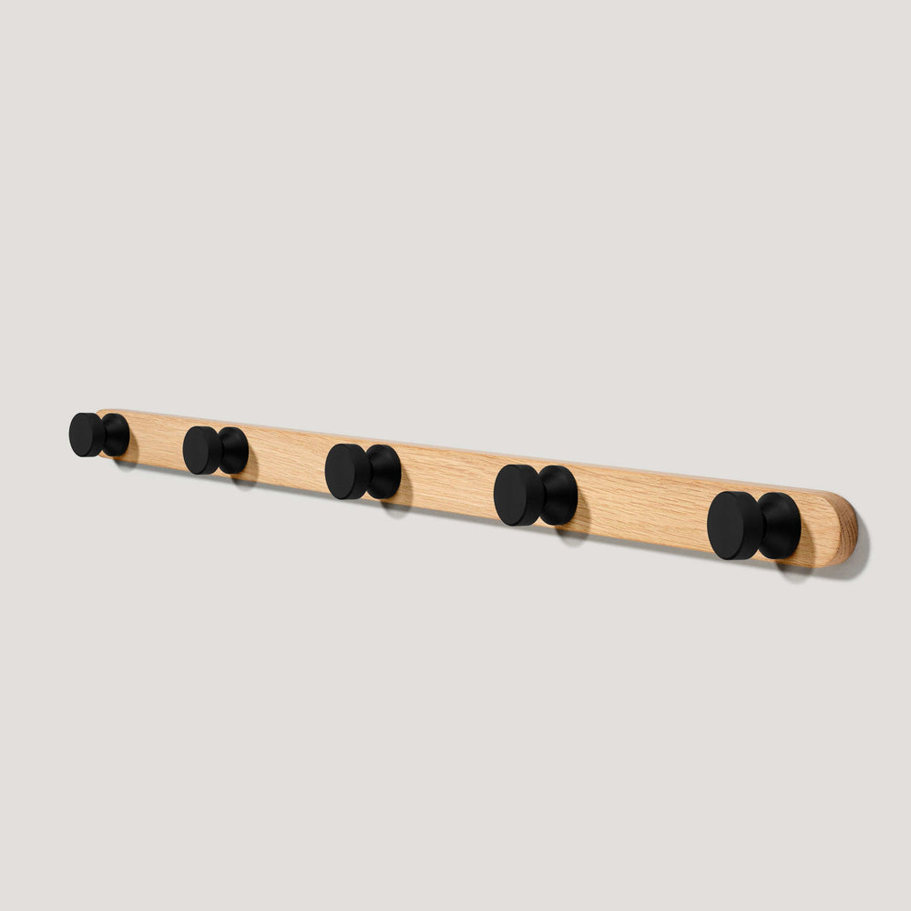 FELIX Wooden Wall Mounted Coat Rack - Oak / Black