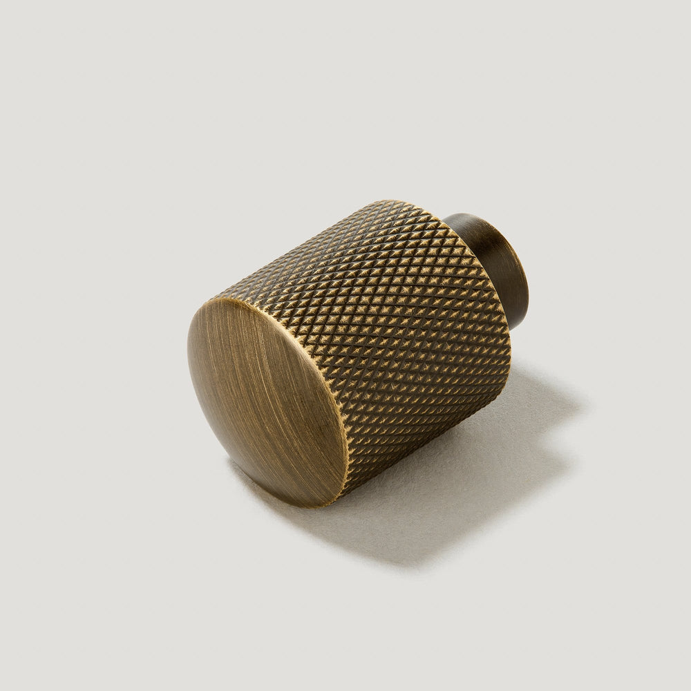 FRANKLIN Knurled Button Cabinet Knob - Antique Brass