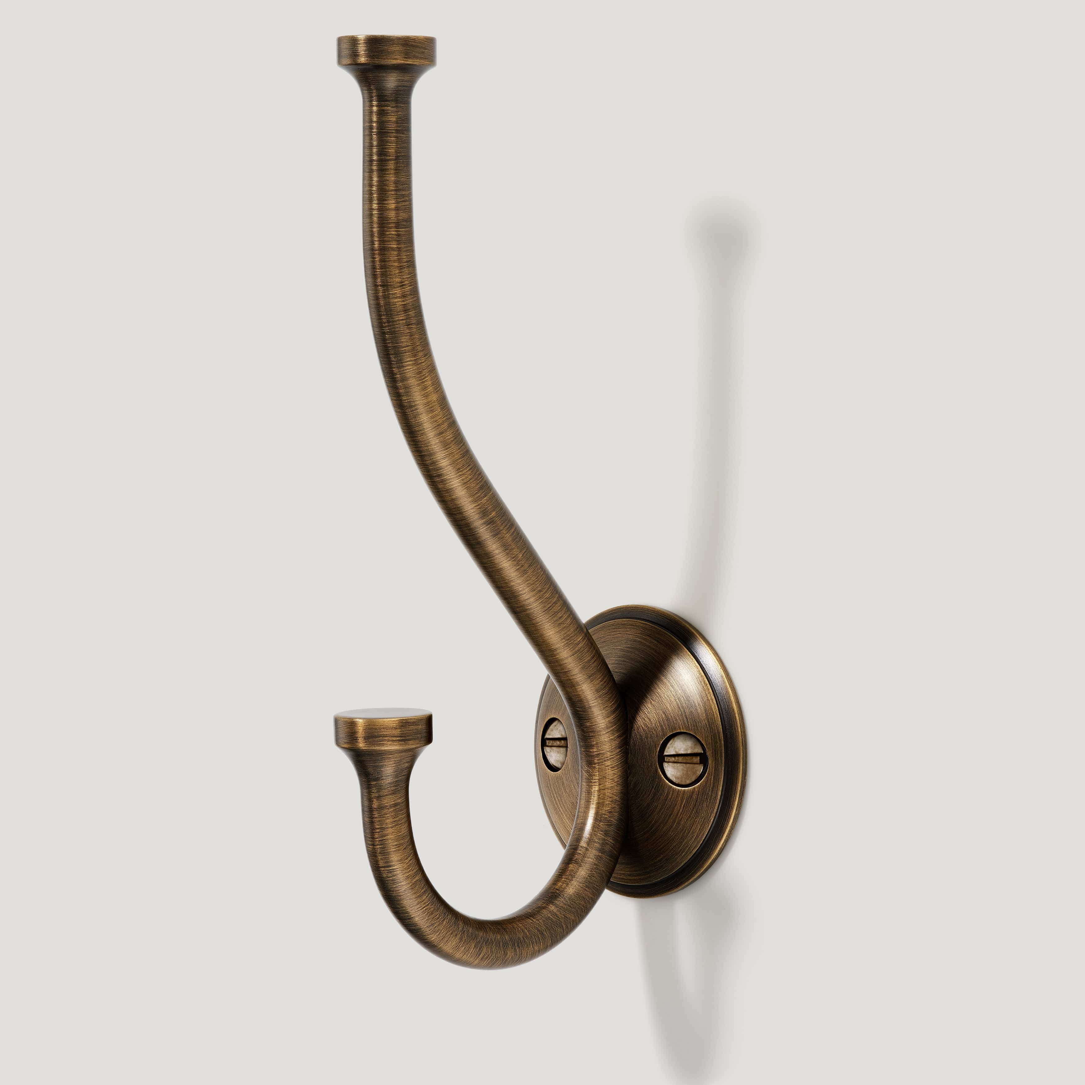 Plank Hardware GRAYSON Shaker Double Fixing Hook - Antique Brass