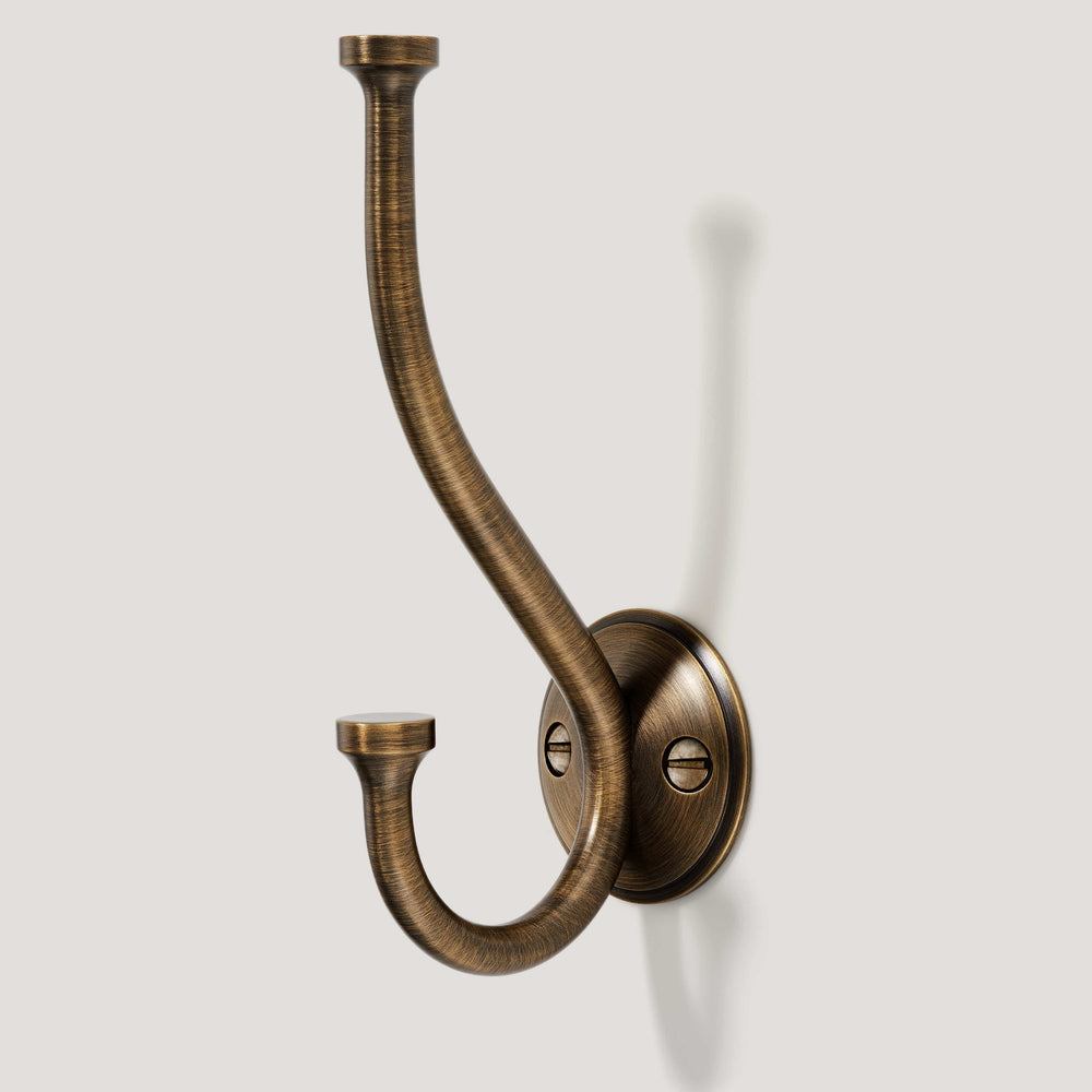 GRAYSON Shaker Double Fixing Hook - Antique Brass