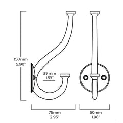 Plank Hardware GRAYSON Shaker Double Fixing Hook - Brass