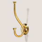 Plank Hardware GRAYSON Shaker Double Fixing Hook - Unlacquered Brass