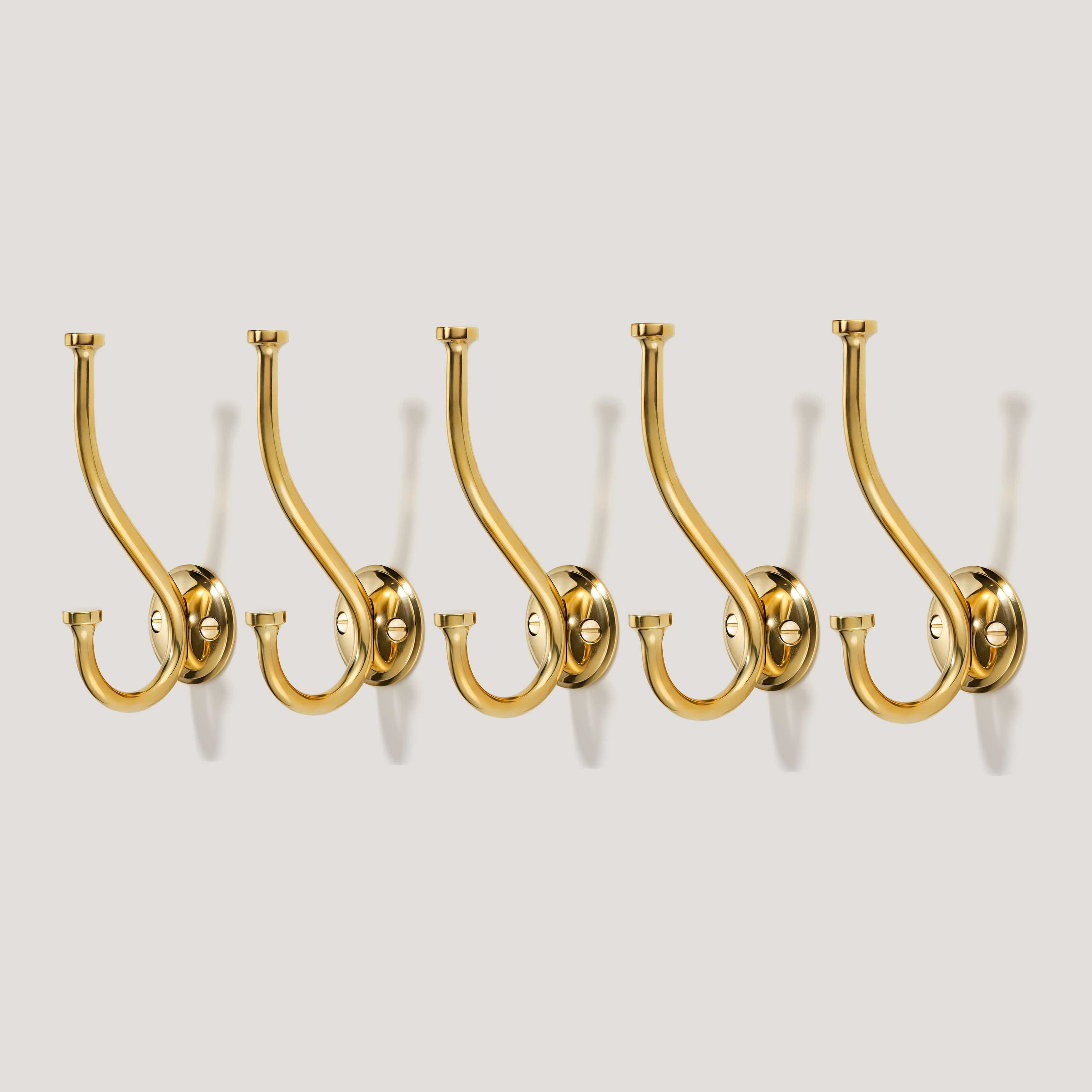 Plank Hardware GRAYSON Shaker Double Fixing Hook - Unlacquered Brass