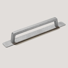 Plank Hardware handle with backplate bruno industrial pull mottled aluminum 41877861925143