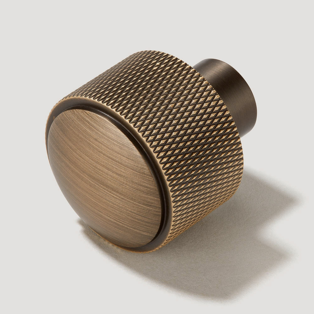 HUMBOLDT Knurled Button Cabinet Knob - Antique Brass