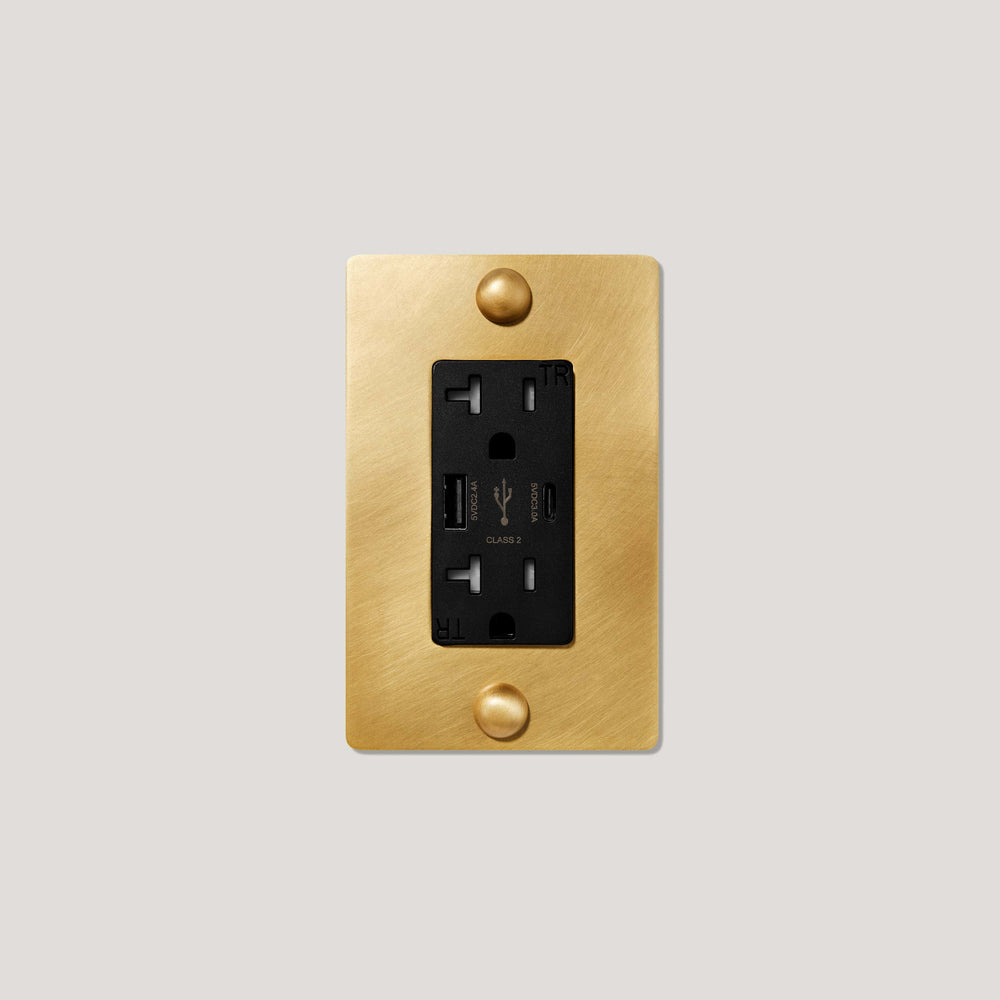 JASPER 1G 20A USB Outlet - Heritage Brass