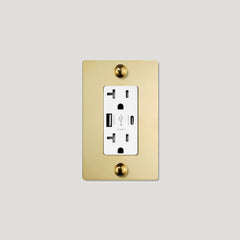 Plank Hardware JASPER 1G 20A USB Outlet - Unlacquered Brass
