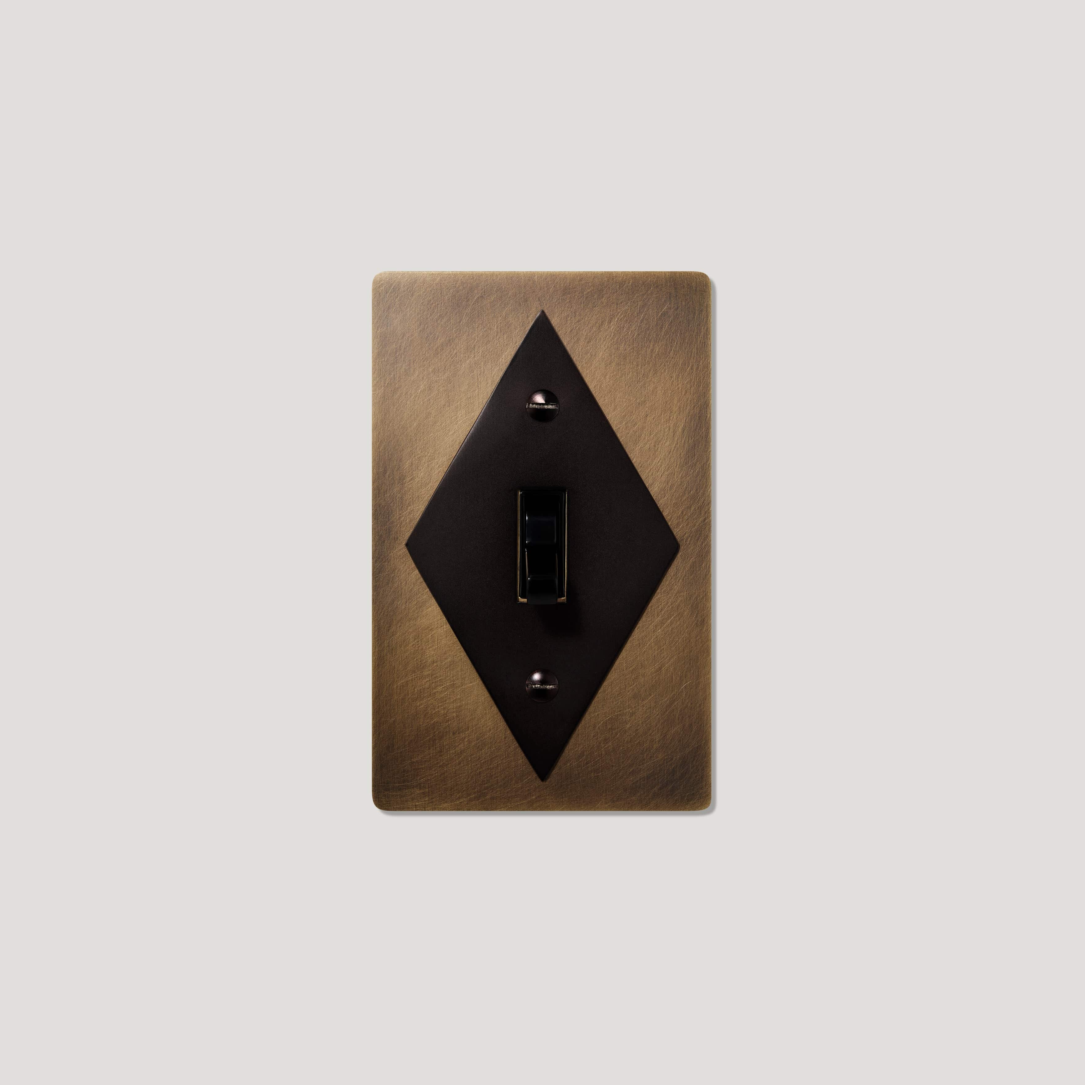 Plank Hardware JASPER 1G Diamond Toggle Switch - Antique Brass / Blackened Bronze