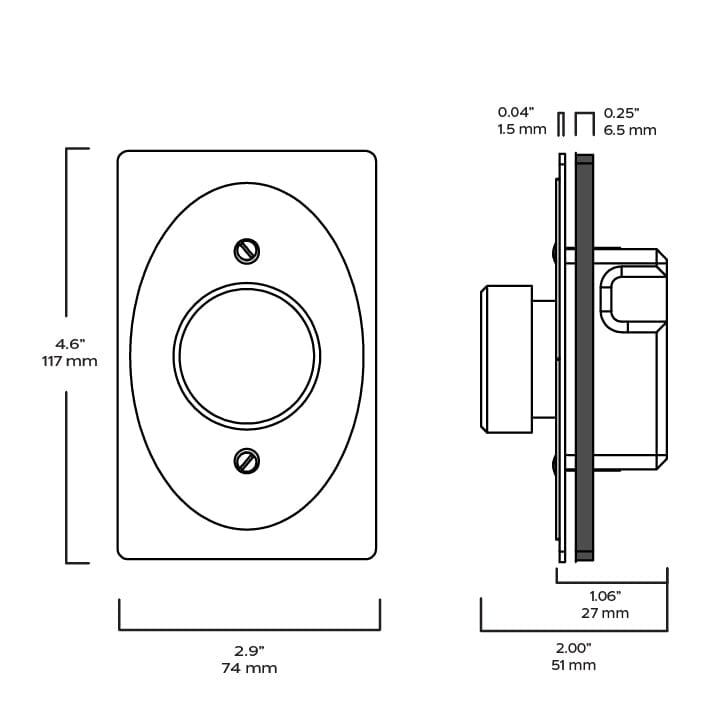 Plank Hardware JASPER 1G Oval Dimmer Switch - Polished Nickel / Unlacquered Brass