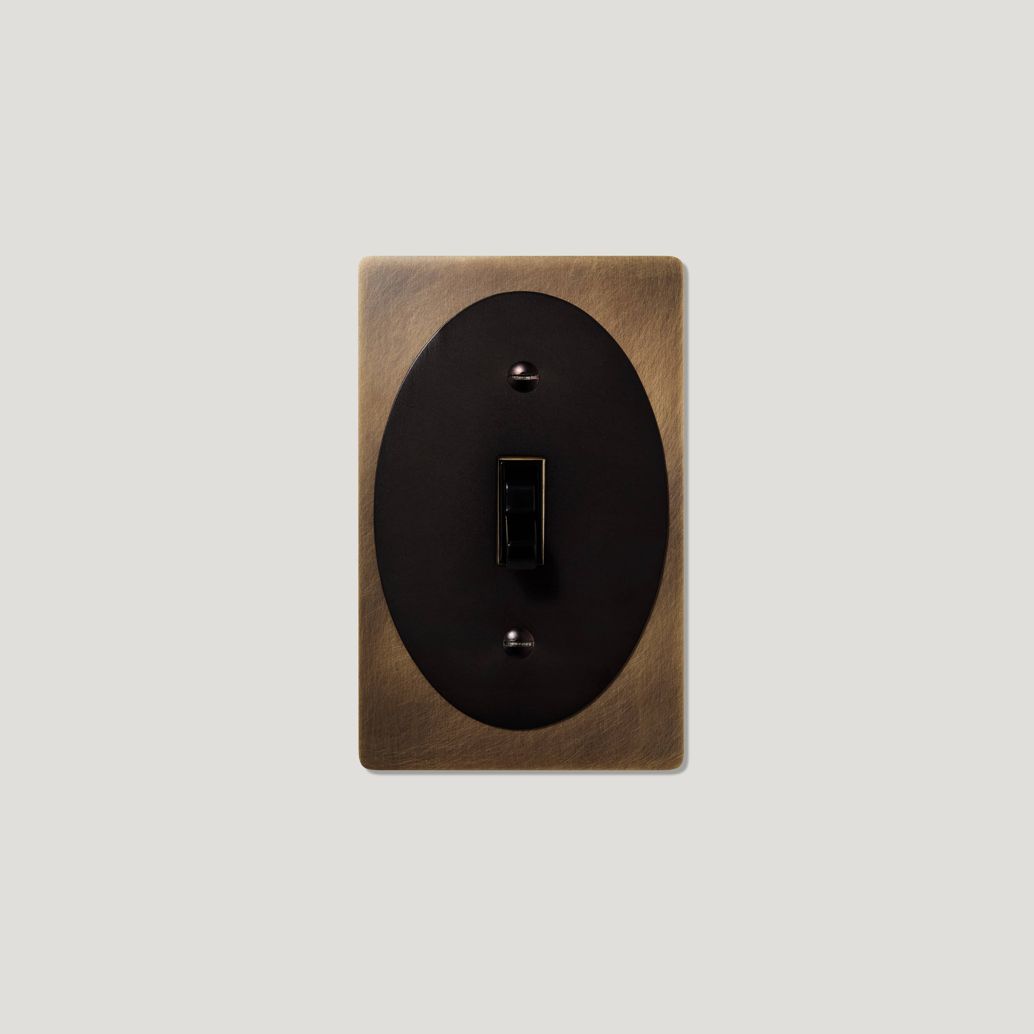 Plank Hardware JASPER 1G Oval Toggle Switch - Antique Brass / Blackened Bronze