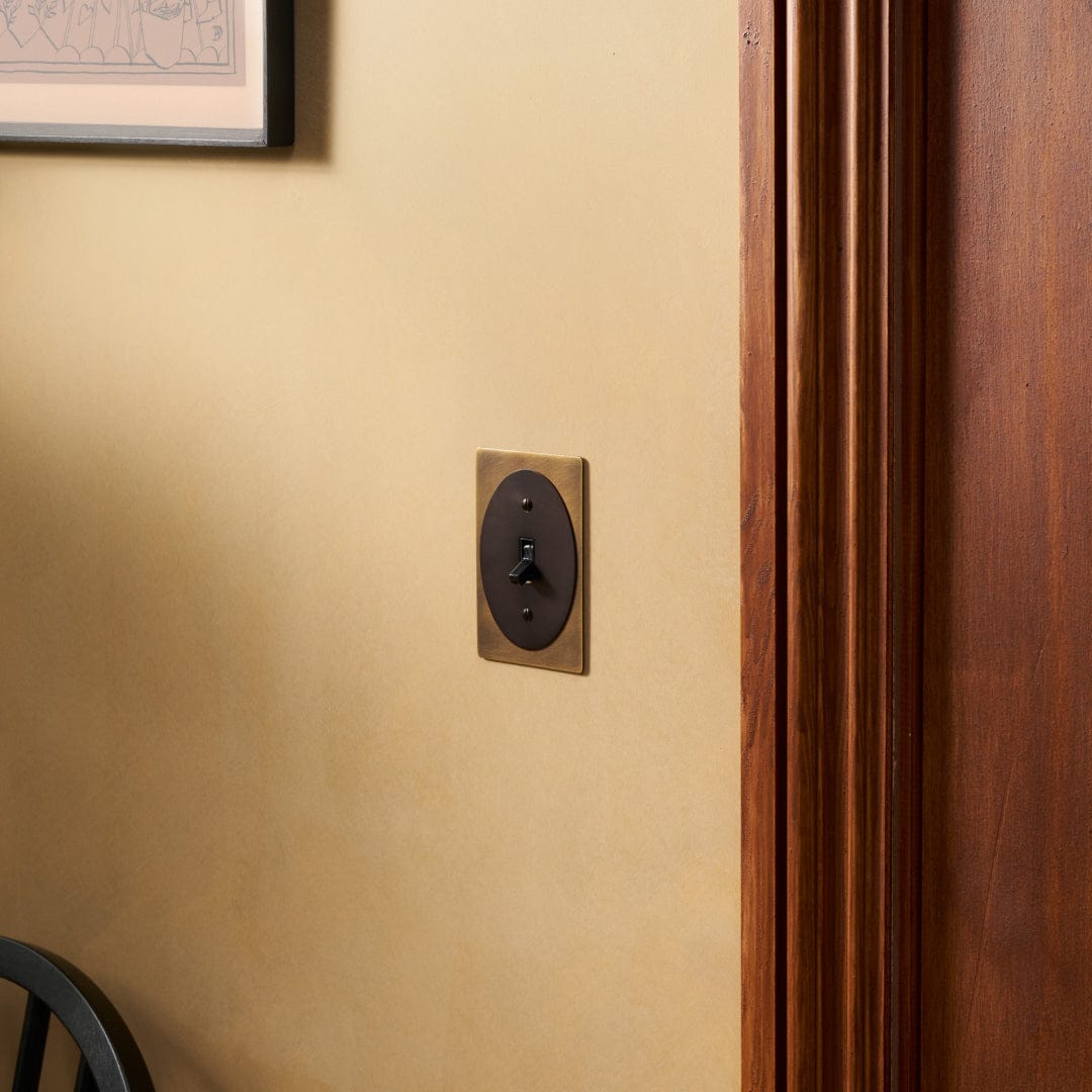 Plank Hardware JASPER 1G Oval Toggle Switch - Antique Brass / Blackened Bronze