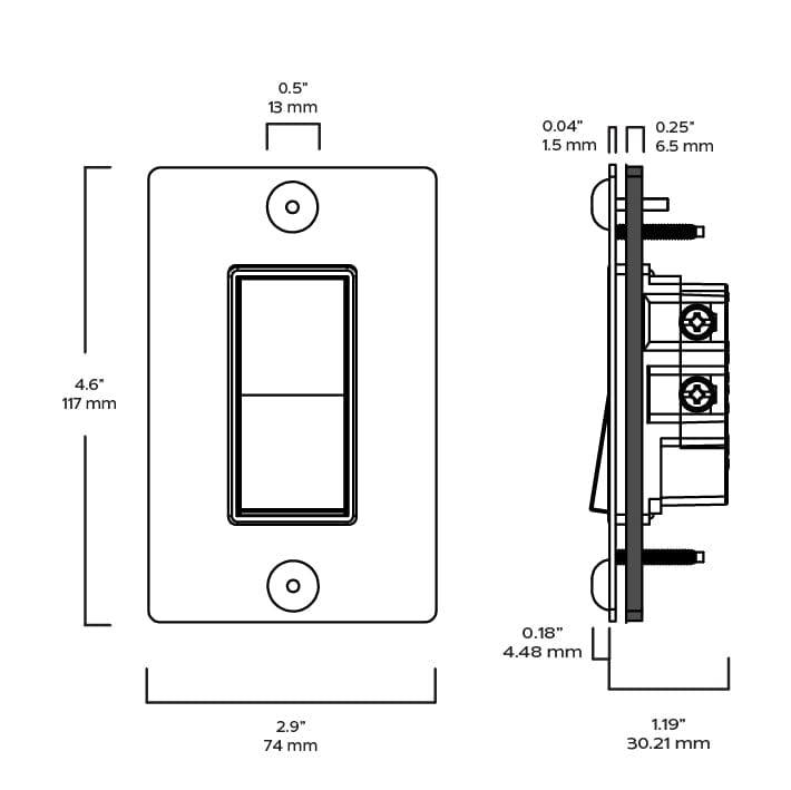 Plank Hardware JASPER 1G Rocker Switch - Polished Nickel