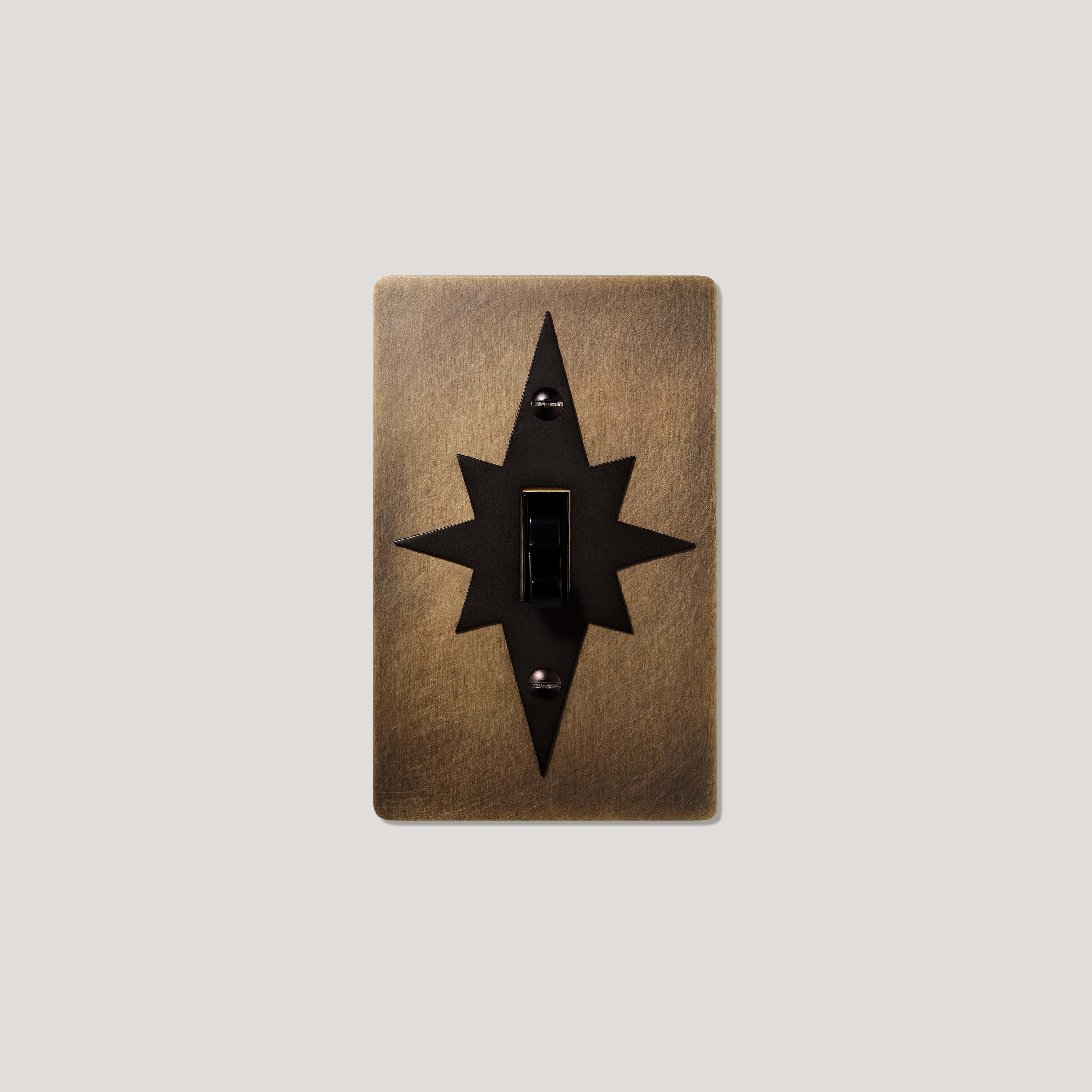 Plank Hardware JASPER 1G Star Toggle Switch - Antique Brass / Blackened Bronze