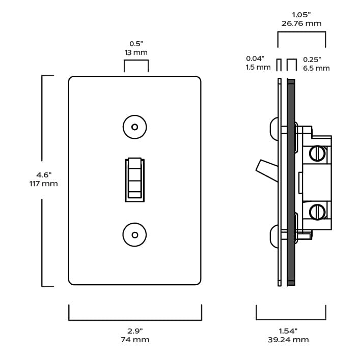 Plank Hardware JASPER 1G Toggle Switch - Polished Nickel