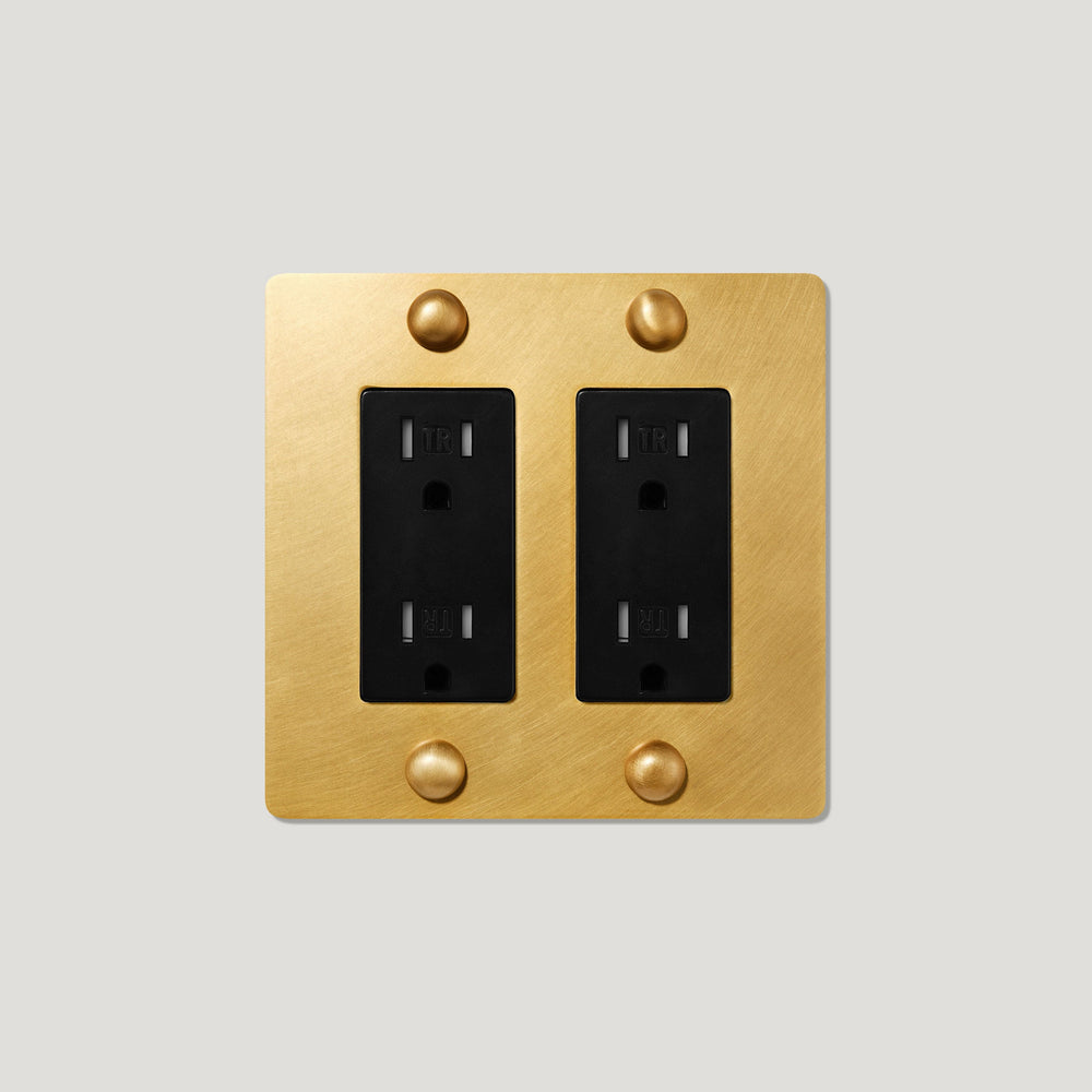 JASPER 2G 15A Outlet - Heritage Brass