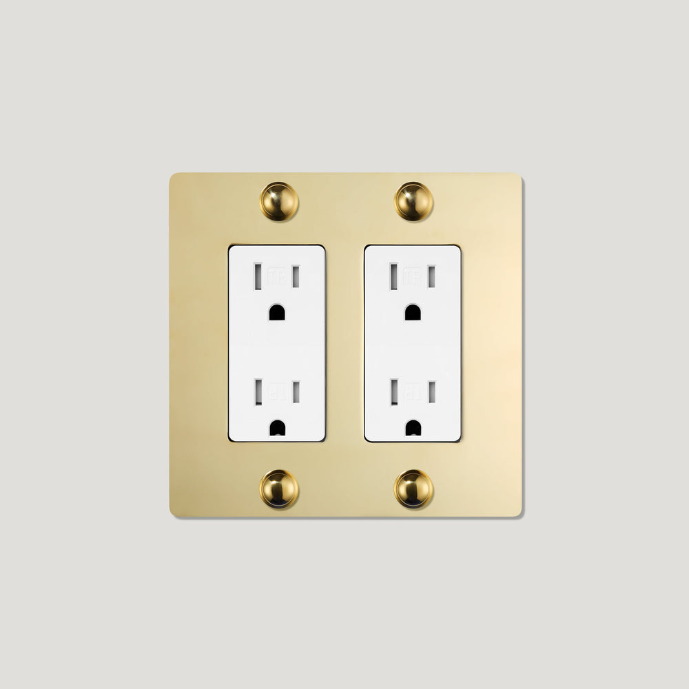 JASPER 2G 15A Outlet - Unlacquered Brass