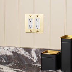 Plank Hardware JASPER 2G 15A Outlet - Unlacquered Brass