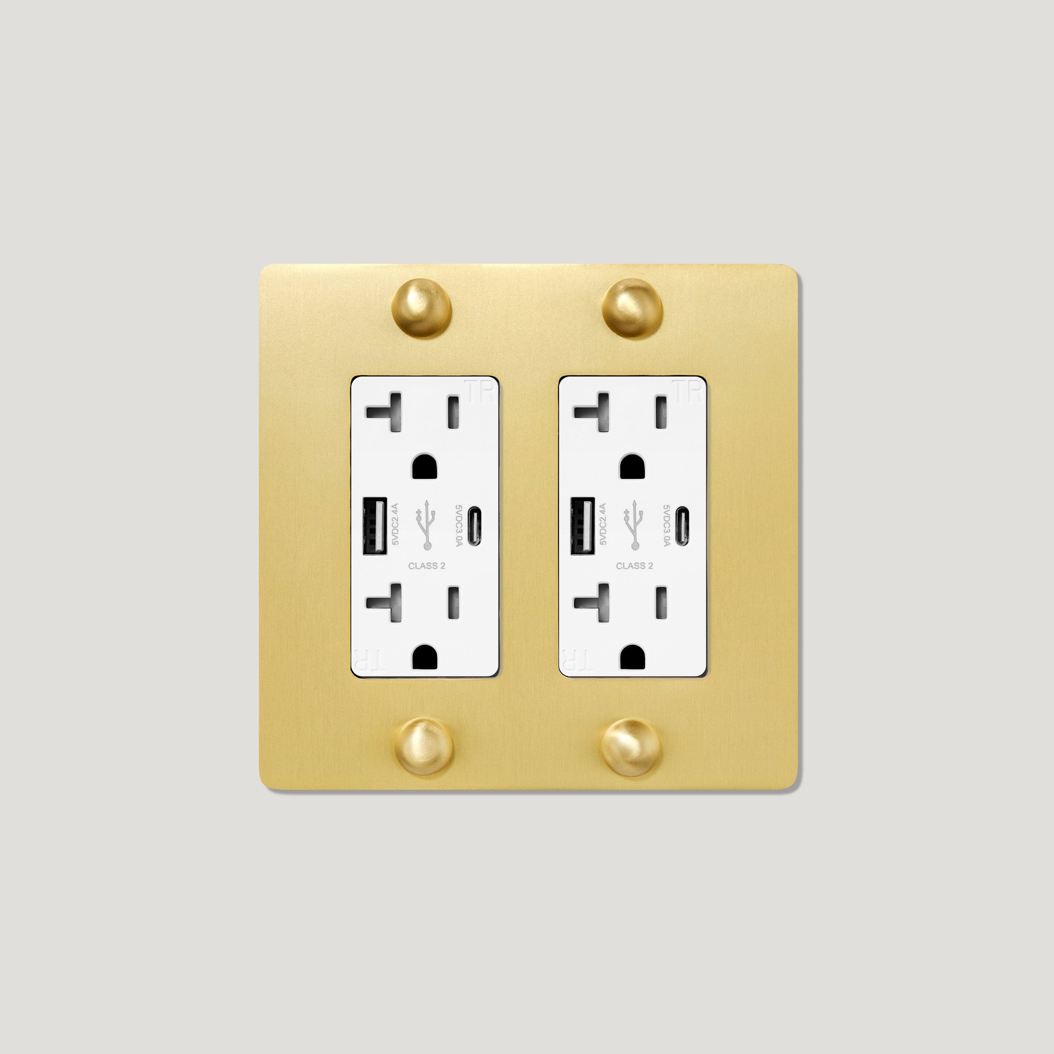 Plank Hardware JASPER 2G 20A USB Outlet - Brass