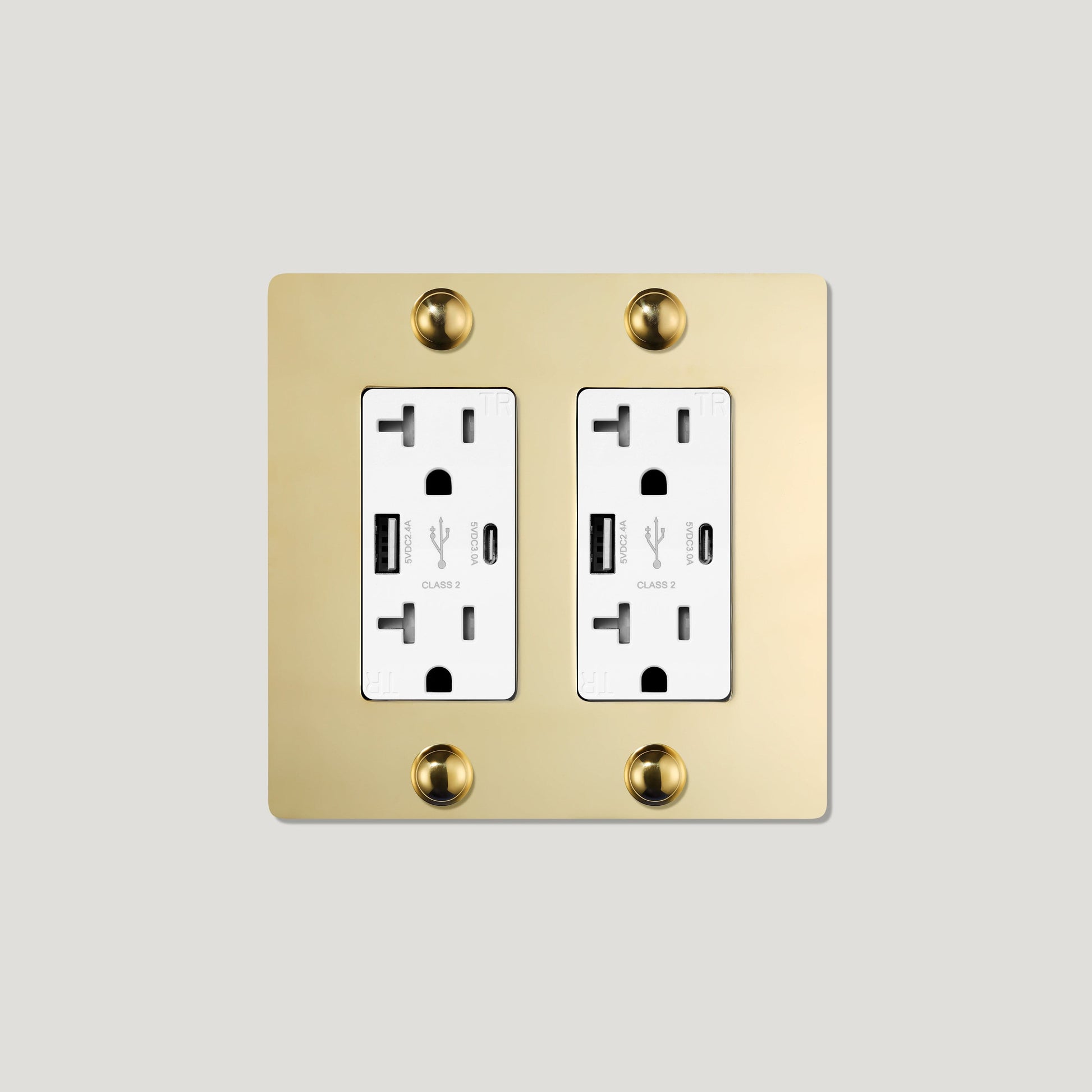 Plank Hardware JASPER 2G 20A USB Outlet - Unlacquered Brass