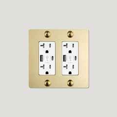 Plank Hardware JASPER 2G 20A USB Outlet - Unlacquered Brass
